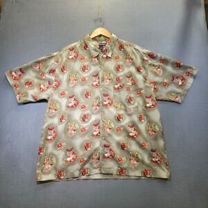 Burnside Men's Floral Short Sleeve Button Up Hawaiian Shirt Size XL